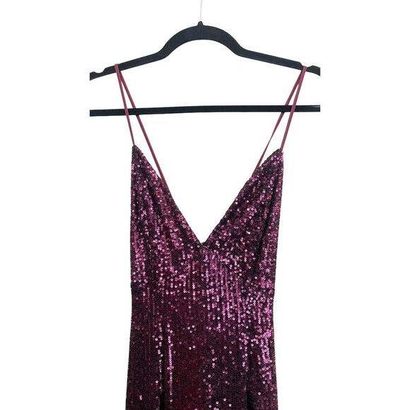 Retrofete $966 Sequin Violet Asymmetrical Tie Back Maxi Dress Sz XS NWT - Picture 4 of 12